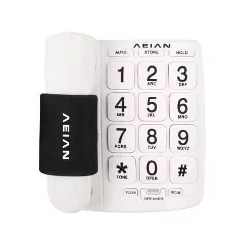 AEIAN Landline Telephone   Big Button Corded Phone for Seniors   One Touch Dialing, Loud Amplified Ringer, Non Slip Grip   Ideal for Visually and Hearing Impaired   Easy to Use, White