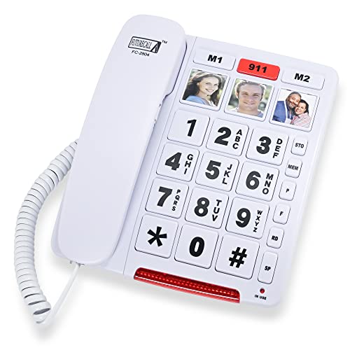 Future Call FC Big Button Phone for Seniors  Picture Keys and Speakerphone  Amplified Telephones for Hearing Impaired Seniors db wExtra Long ' Cord  Simple Landline Phones for Seniors