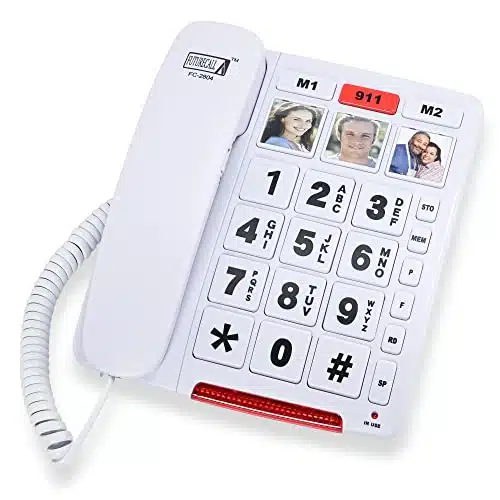 Future Call FC Big Button Phone for Seniors  Picture Keys and Speakerphone  Amplified Telephones for Hearing Impaired Seniors db wExtra Long ' Cord  Simple Landline Phones for Seniors