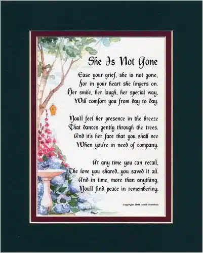 Genie's Poems   Mother Memorial Gift Present Poem   The Loss Of A Mother Grandmother Sister Daughter     Mother Bereavement Poem   Mother Memorial Sympathy Gift