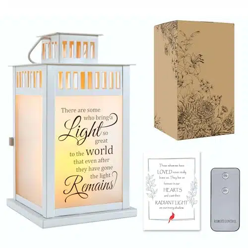 WOODEXPE Sympathy Gift Memorial Lantern with Flickering LED Candle and Remote Control Memorial Gift for Loss of Loved One   There are Some Who Bring A Light So Great to The World White