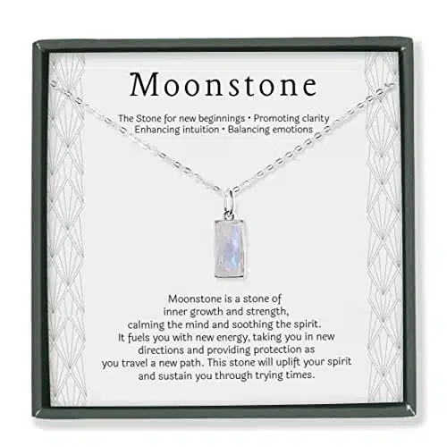 HOPE LOVE SHINE New Beginnings Rainbow Moonstone Sterling Silver Necklace for Women   Gifts for Her   Divorce Gifts for Women, Fertility Necklace, Break Up, Recovery, Retirement