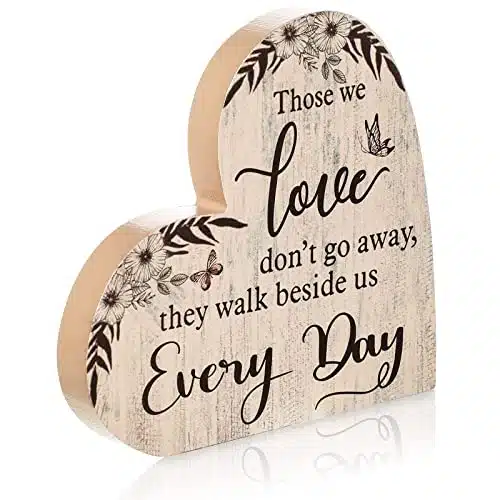 Sympathy Gift Memorial Heart Present for Loss of Loved One Wooden Remembrance Bereavement Gift Condolence Sign Loss of Father Mother Son Brother Decor x x Inches(Simple Style)