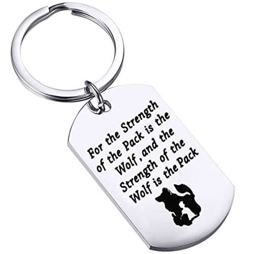 BEKECH The Book Inspired Gift Wolf Quote Keychain For the Strength of the The Wolf Keychain Inspirational Community Gift for Coworker Colleague Friends (silver)