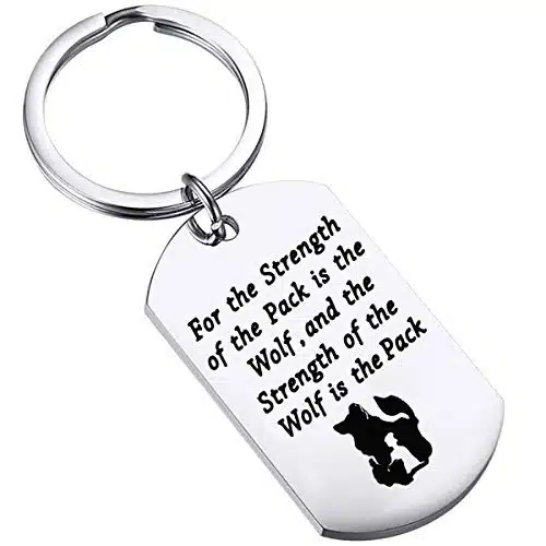 BEKECH The Book Inspired Gift Wolf Quote Keychain For the Strength of the The Wolf Keychain Inspirational Community Gift for Coworker Colleague Friends (silver)