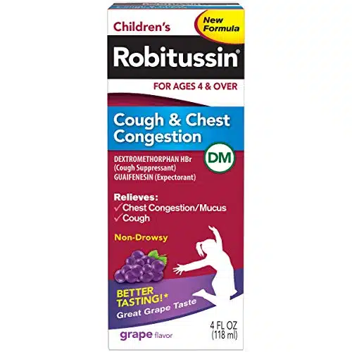 Robitussin Cough and Chest Congestion DM, Cough Medicine for Kids, Grape Flavor   Fl Oz Bottle